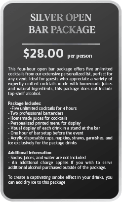 Silver Open Bar Package